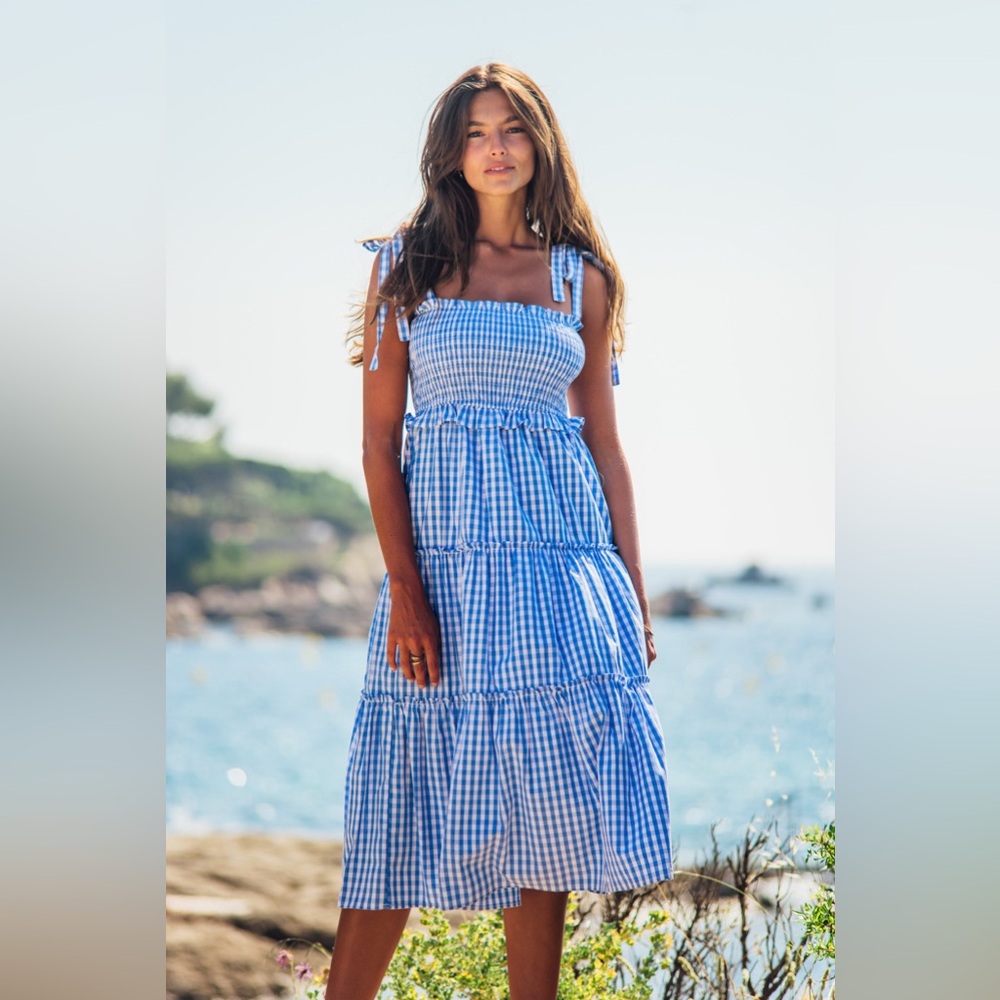 Les Canebiers Valensole Dress in Blue Vichy